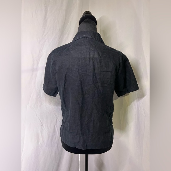 Black cropped linen Short Sleeve Shirt Quince - Flawed item - Picture 6 of 6